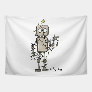 CuteBots wrapped in Christmas Lights Tapestry