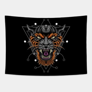 HOLY TIGER SACRED GEOMETRY Tapestry