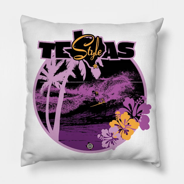 Texas Style Lone Surfer Purple Pillow by CamcoGraphics