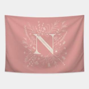 Botanical Letter N (Hibiscus Pink) Tapestry