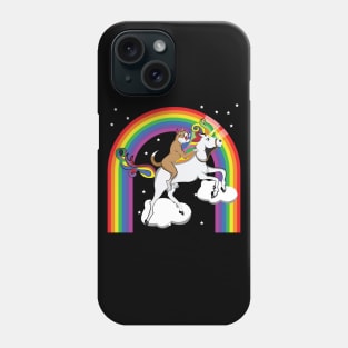 pitbull riding unicorn rainbow shirt Phone Case