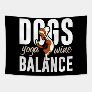 Funny Dogs Yoga Wine Balance Tapestry