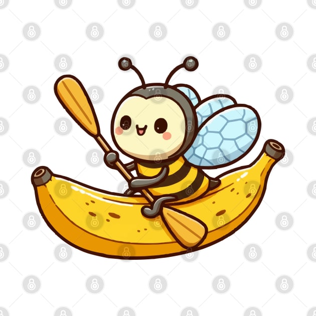 cute bee on banana canoe by fikriamrullah