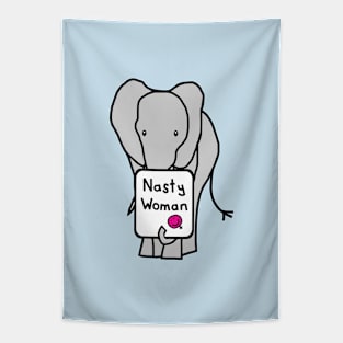 Small Elephant with Nasty Woman Sign Tapestry