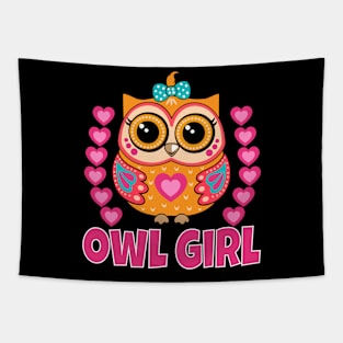 Cute Owl Girl Tapestry