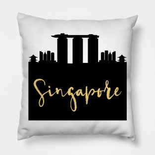 SINGAPORE DESIGNER SILHOUETTE SKYLINE ART Pillow