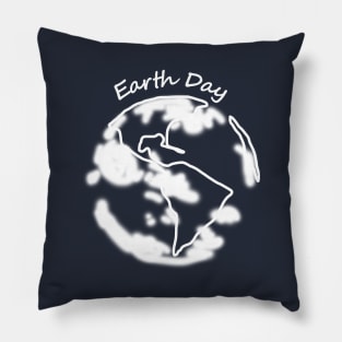 White Eco Planet Earth Day Monochrome Pillow