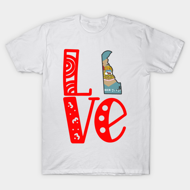 Discover Love Delaware in Art Block Letters - Love Delaware - T-Shirt