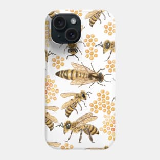 Watercolor Honeybee Pattern Phone Case