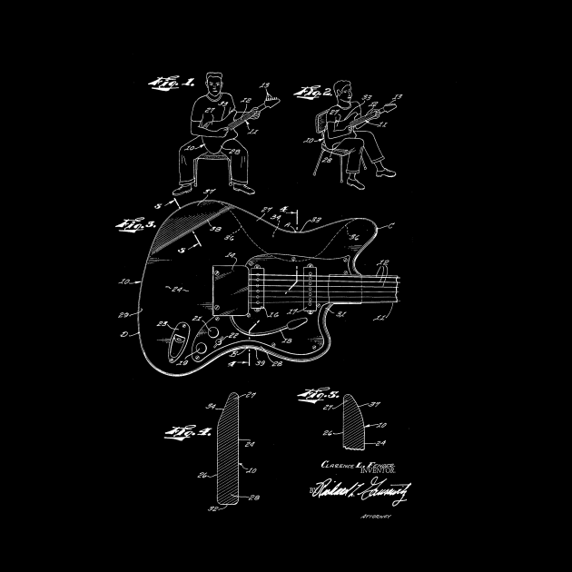 Guitar Vintage Patent Drawing by TheYoungDesigns