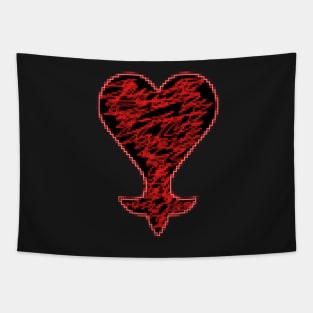 Heartless 8bit style red neon Tapestry