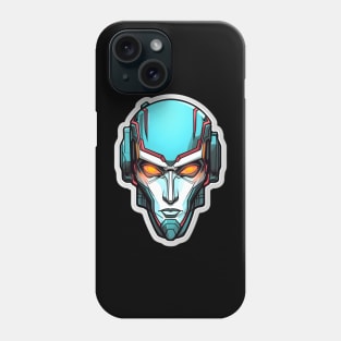 Sleek Futuristic Cyborg Portrait with Icy Stare Phone Case