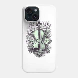 Violin & roses pixel art Nokia green Phone Case