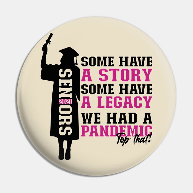 Pandemic Graduation | Black And Violet Text Funny Graduation Pin by Estrytee