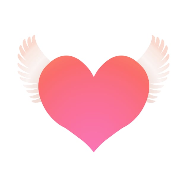 Pink Heart on Wings by RawSunArt