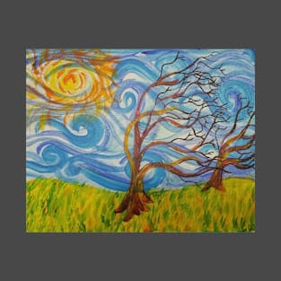 Swirley landscape with tree T-Shirt