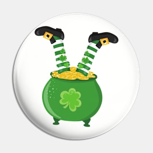 Saint Patrick's Day, Pot Of Gold, Leprechaun Legs Pin