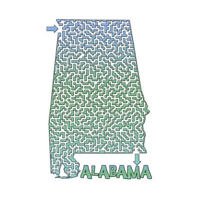 Alabama State Outline Coastal Themed Maze & Labyrinth by gorff