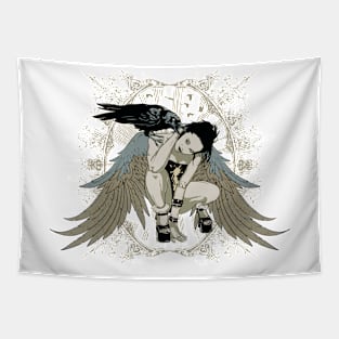 Raven Gothic Incubus Lady Tapestry