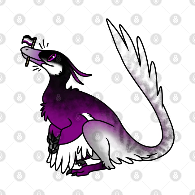 VelACEraptor Prideosaur - Pride Month Asexual Flag Dinosaur by saradrawspaleo