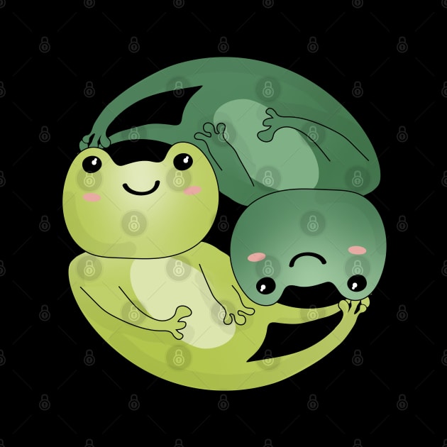 Kawaii Frog Drawing Yin Yang Balance Symbol by YourGoods