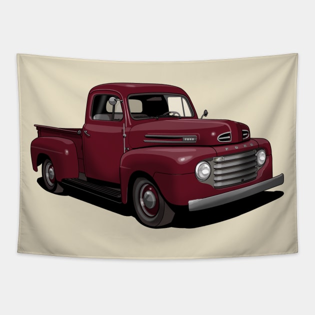 1950 Ford F1 Pickup Truck in Maroon Tapestry by candcretro