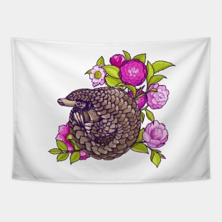 Pangolin with flowers Tapestry