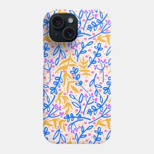 Botanicals and Dots - Hand drawn Design -  Orange, Blue, Pink Phone Case