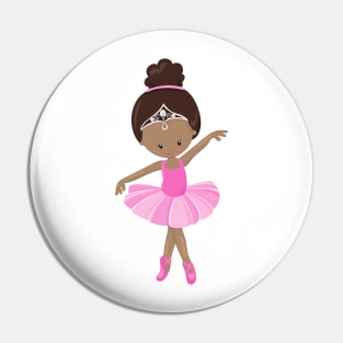 African American Ballerina, Pink Tutu, Ballet Girl Pin