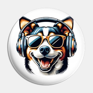 Taiwan Dog DJ Smiling with Energetic Beats Pin