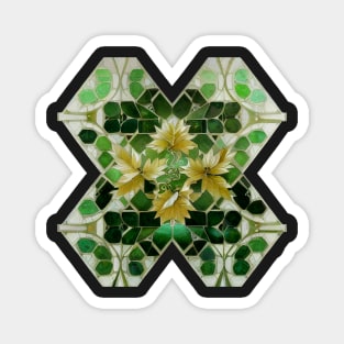 Jade Inlay Mosaic Irish Leaf X Design - Flower Magnet