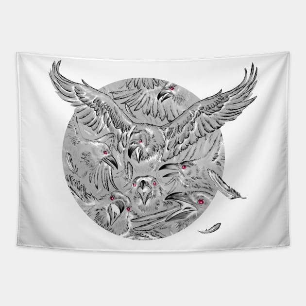 Silver Ravens Tapestry by Lab7115