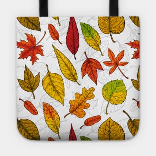 Autumn leaves on white Tote