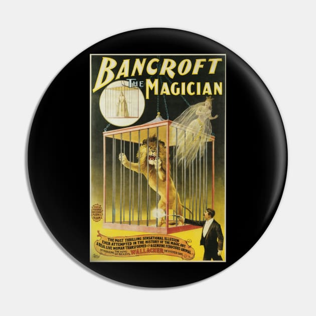 Vintage Magic Poster Art, Frederick Bancroft, the Magician Pin by MasterpieceCafe