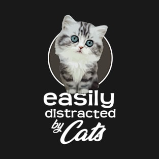 Easily Distracted By Cats - Kitten Blue Eyes T-Shirt