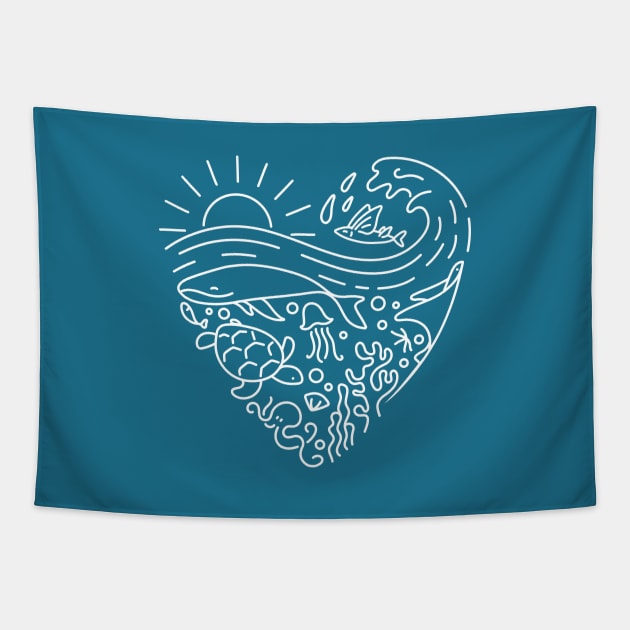 Love the sea Tapestry by rakelittle