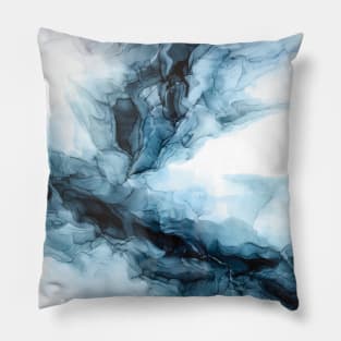 Blue Ice Water Phoenix Abstract Painting Pillow