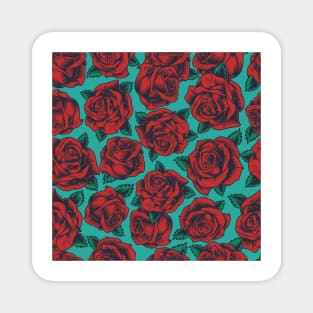 roses red pattern Magnet