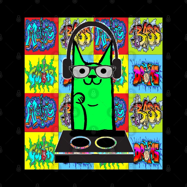 pop art graffiti music cat 333 by LowEndGraphics