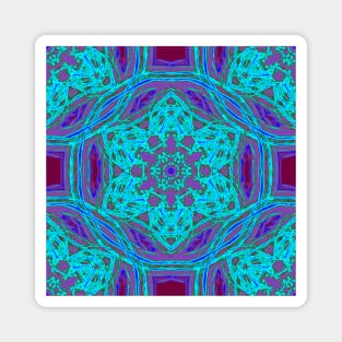 Abstract cyan flower kaleidoscopes Magnet