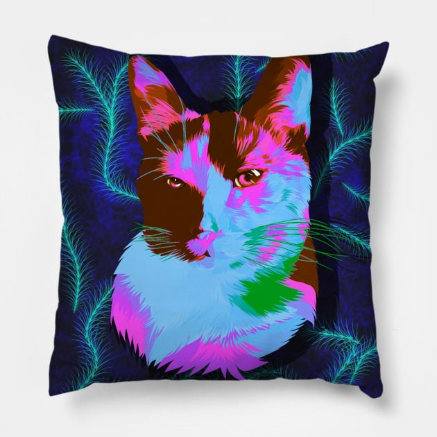 Cat in pop art Pillow by Fadmel