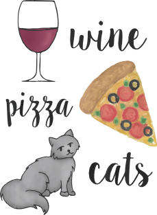 Wine Pizza Cats Magnet