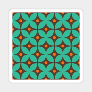 Geometric Pattern: Stylised Flower: Blue/Brown Magnet