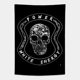 White energy , power , white skull Tapestry