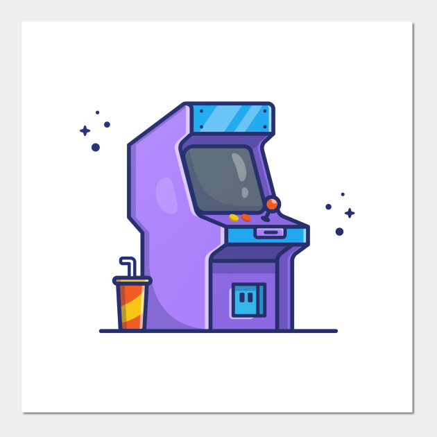 Arcade Machine With Soda Cartoon Arcade Machine Posters And Art Prints Teepublic