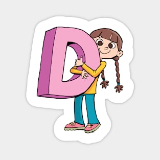 girl is holding the capital letter D Magnet