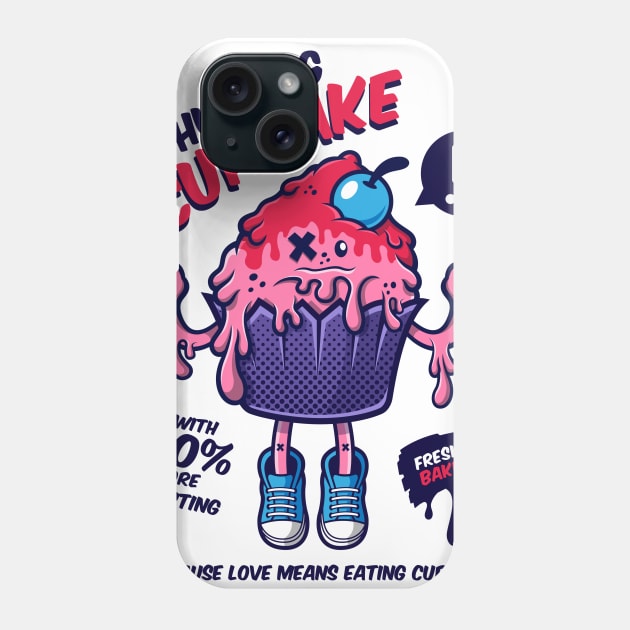 Pink Hugging Cupcake Phone Case by Squinked