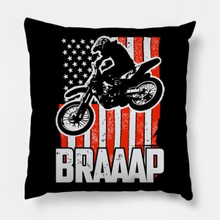 Dirt bike Motocross t-shirt Braaap American flag Pillow