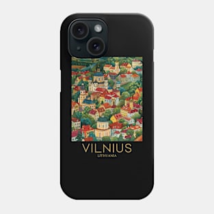 A Pop Art Travel Print of Vilnius - Lithuania Phone Case