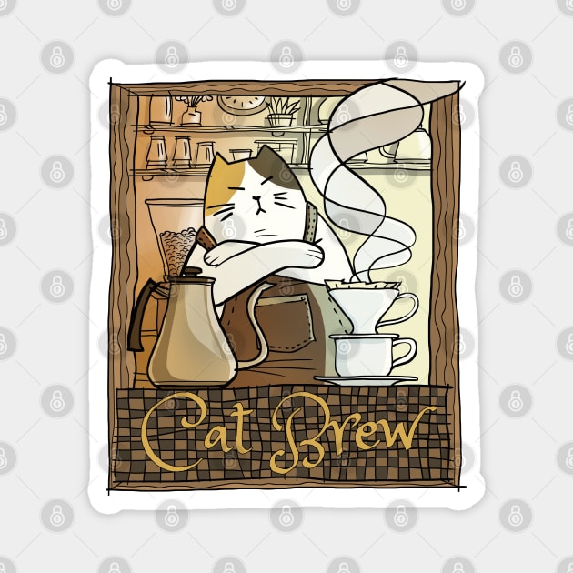 Cat Brew Magnet by merahituhijau